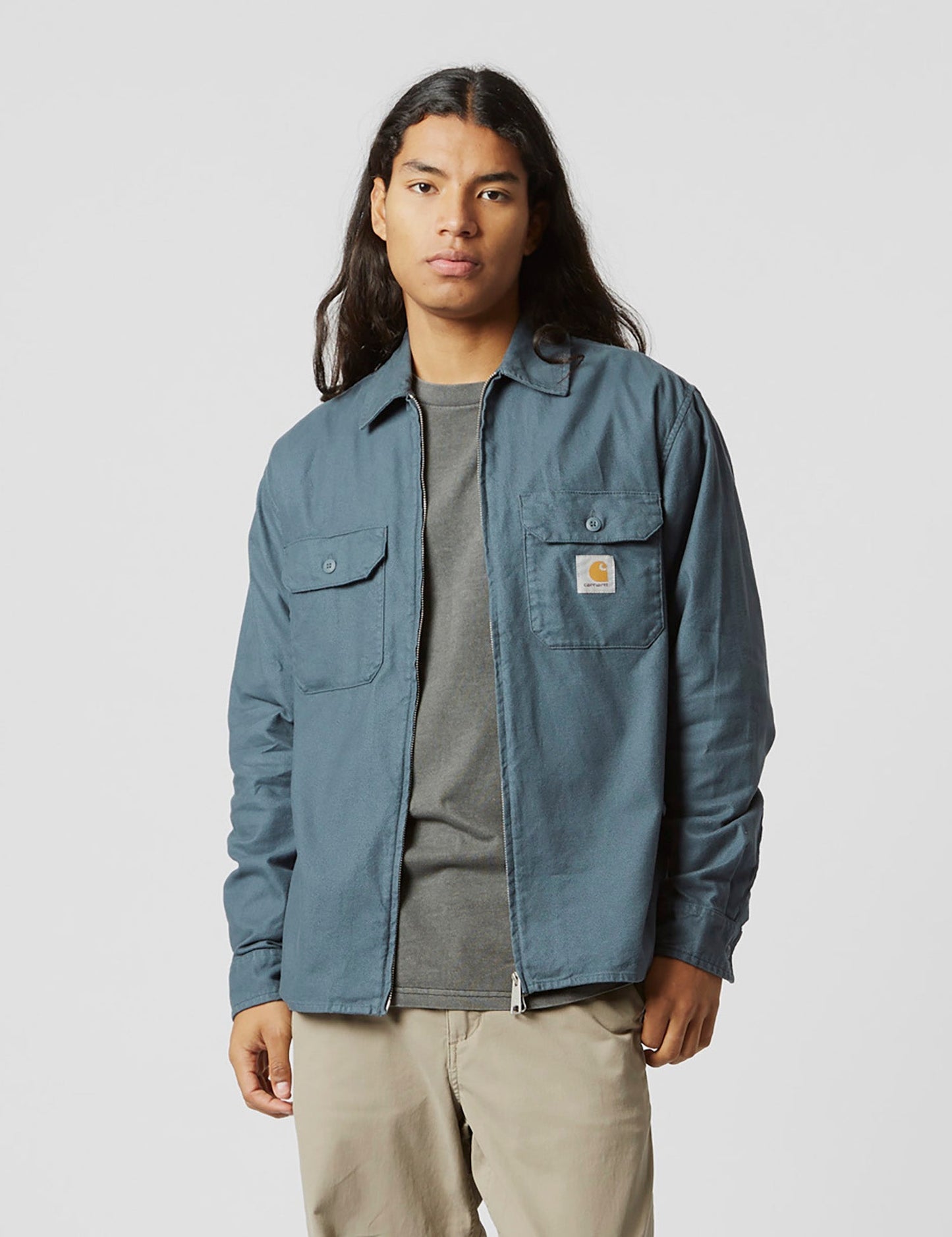 Veste chemise zippée Milford (ample) - Bleu minerai