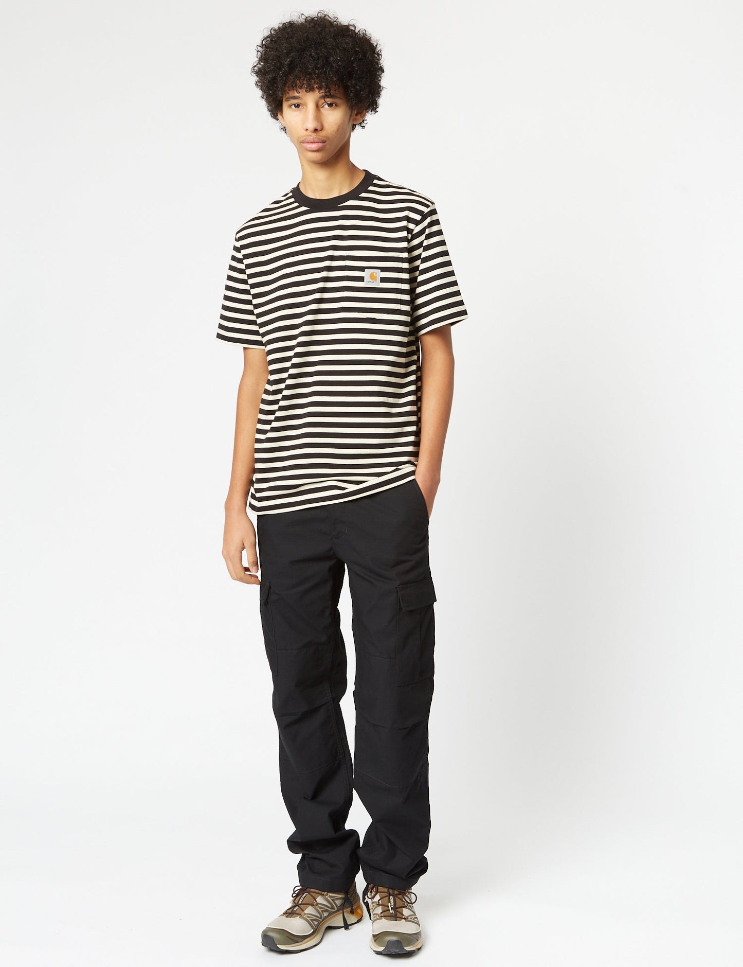 Seidler Pocket T-Shirt (Seidler Stripe) – Salt Grey/Black