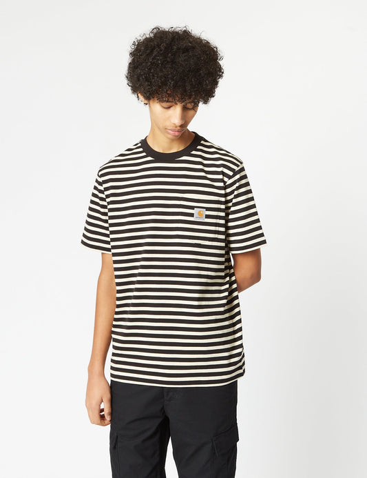 T-shirt Seidler Pocket (rayures Seidler) - Gris sel/Noir