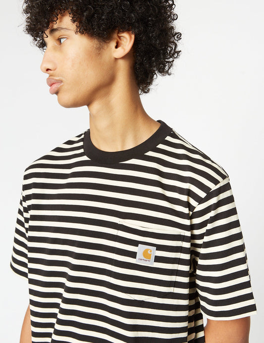 T-shirt Seidler Pocket (rayures Seidler) - Gris sel/Noir