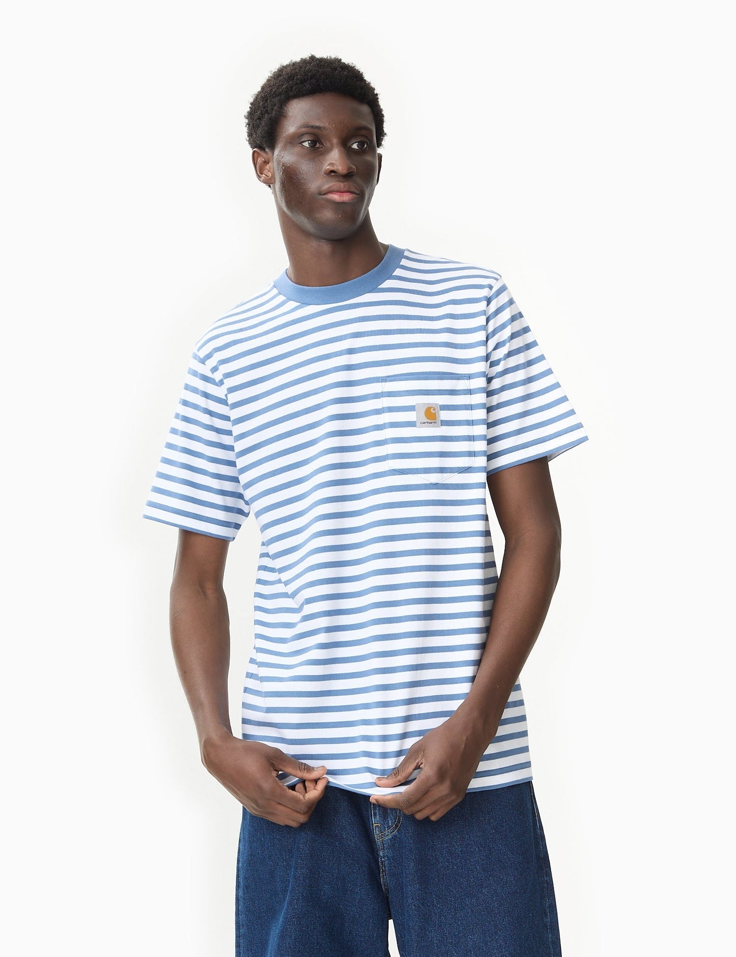 T-shirt Seidler à poche rayée - Noir/Blanc
