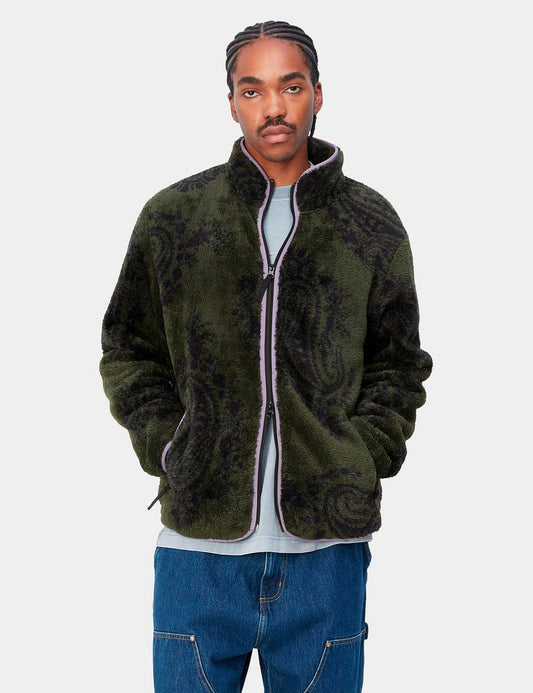 Veste de survêtement Jebson (grand motif cachemire) - Vert végétal/Violet vitreux
