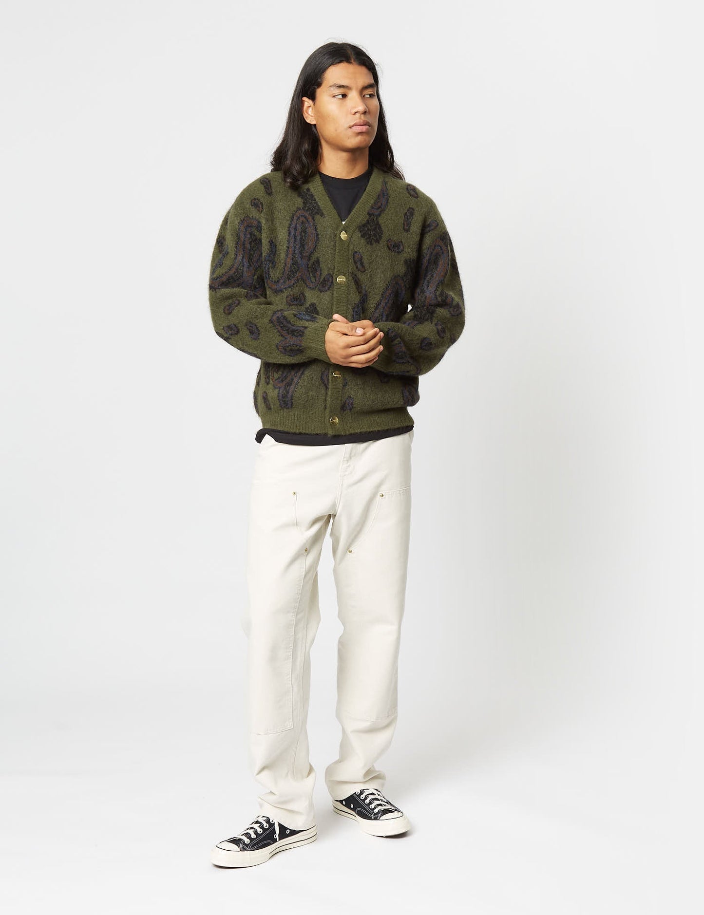 Strickjacke Medford (Paisley-Jacquard) – Pflanzengrün