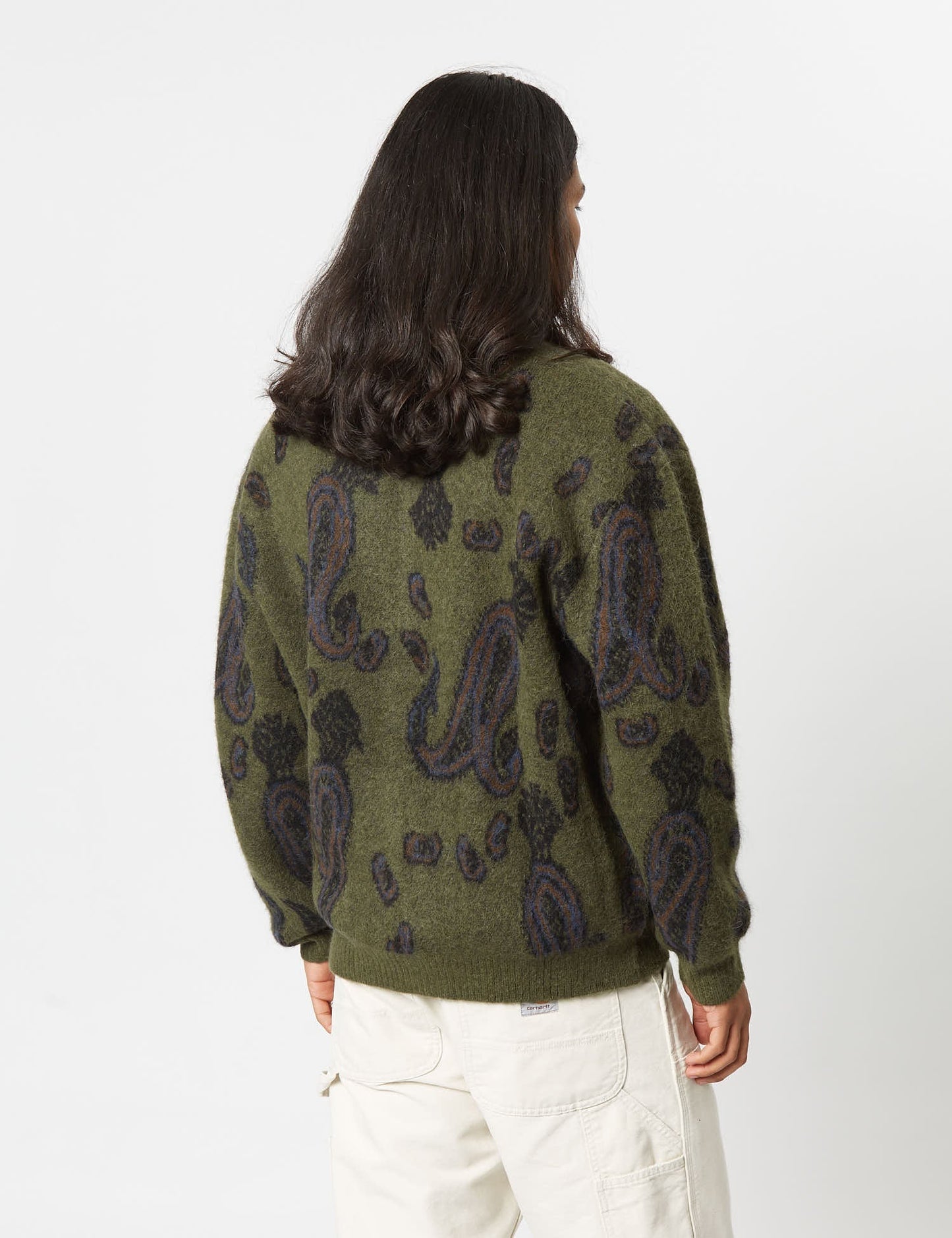 Strickjacke Medford (Paisley-Jacquard) – Pflanzengrün