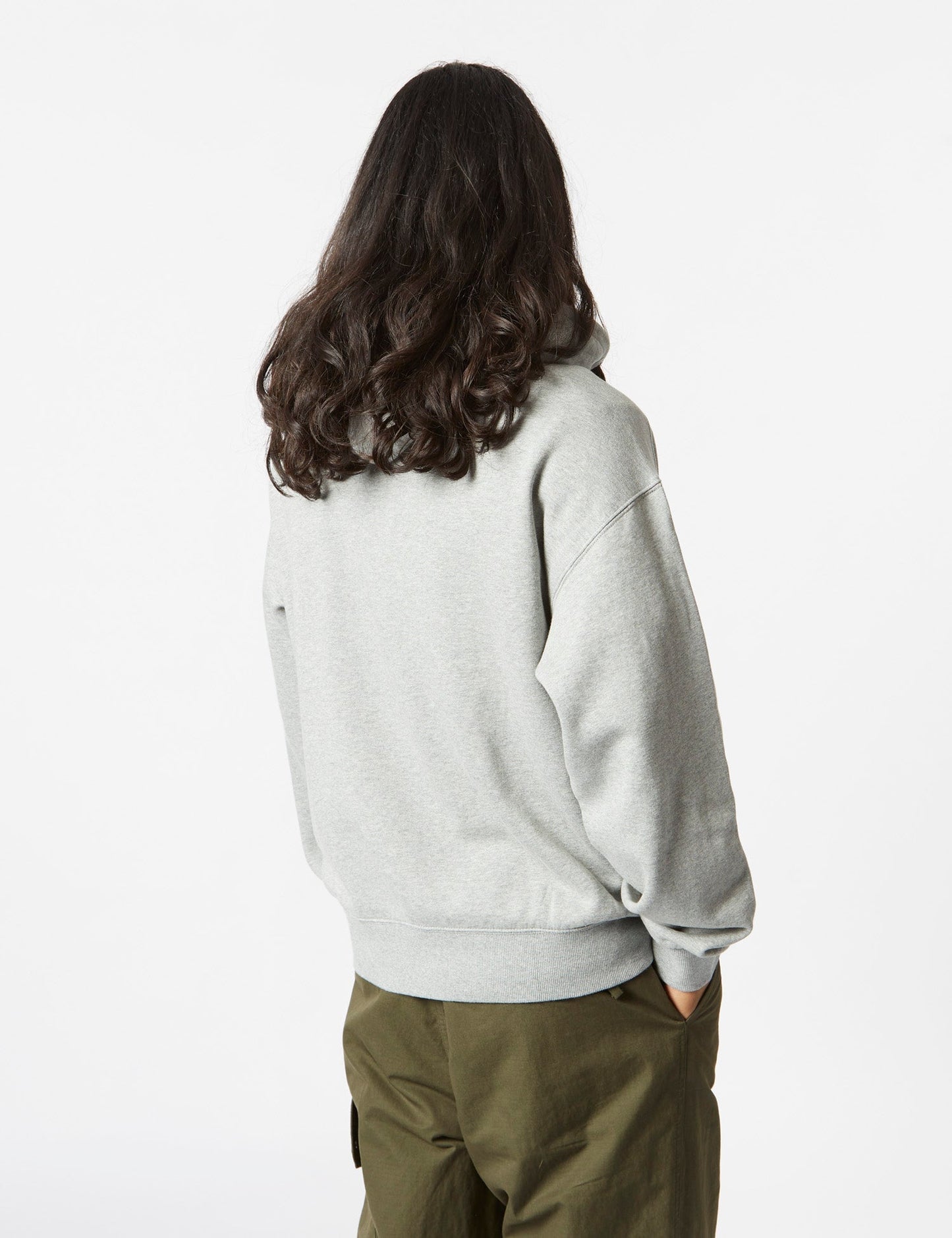 Kapuzenpullover Herz-Patch – Grau meliert