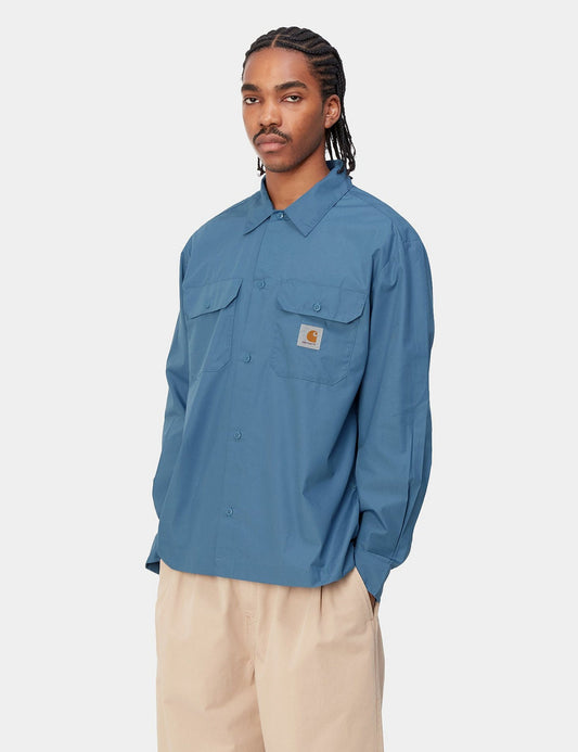 Chemise artisanale à manches longues - Bleu Sorrente