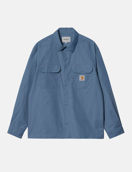 Chemise artisanale à manches longues - Bleu Sorrente