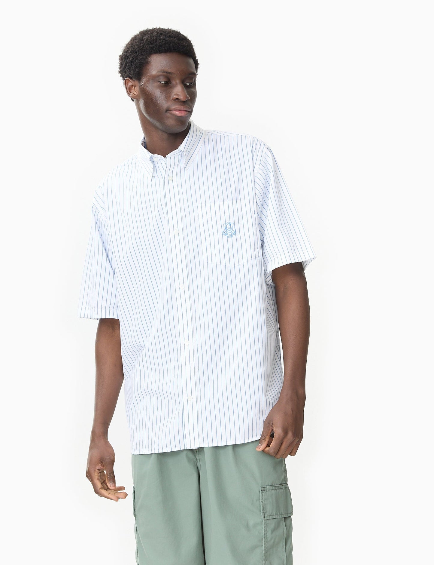 Chemise à manches courtes Linus rayée - Bleu délavé