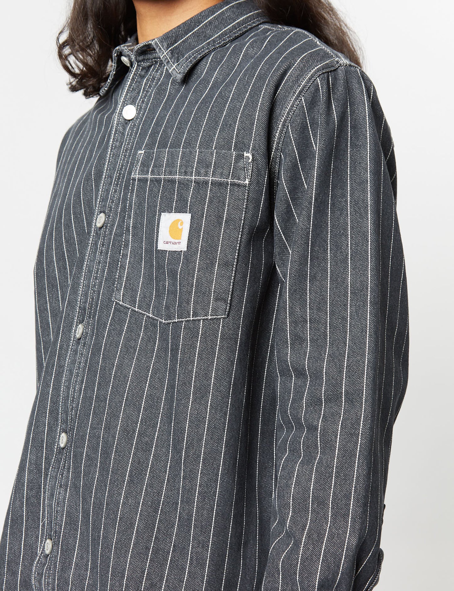 Orlean Streifen-Overshirt (100 % Baumwollpopeline) – Schwarz