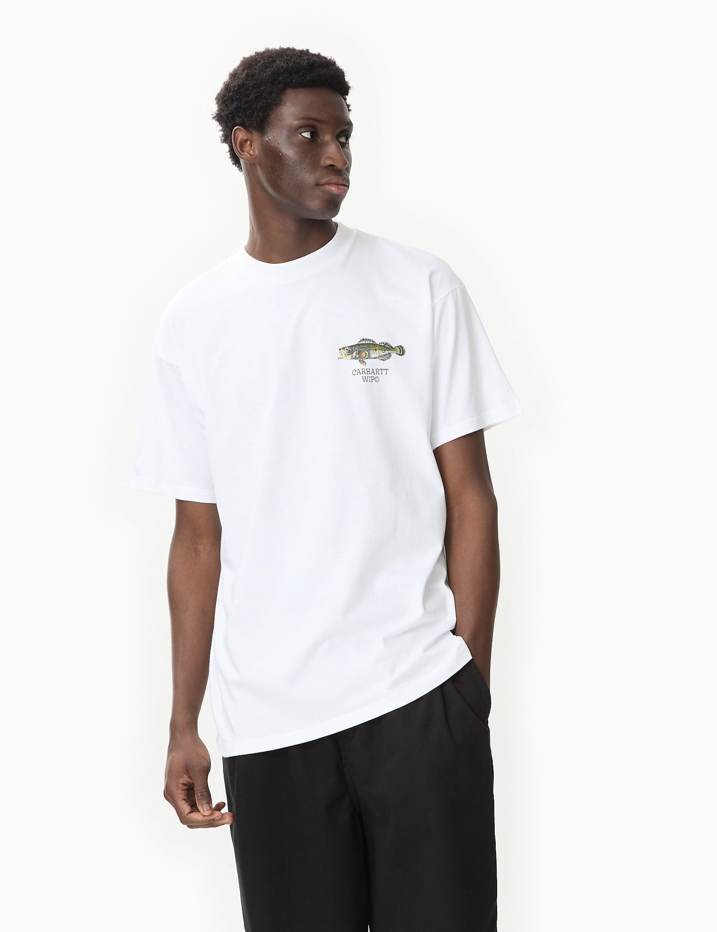 Fisch-T-Shirt (locker sitzend) - Weiß