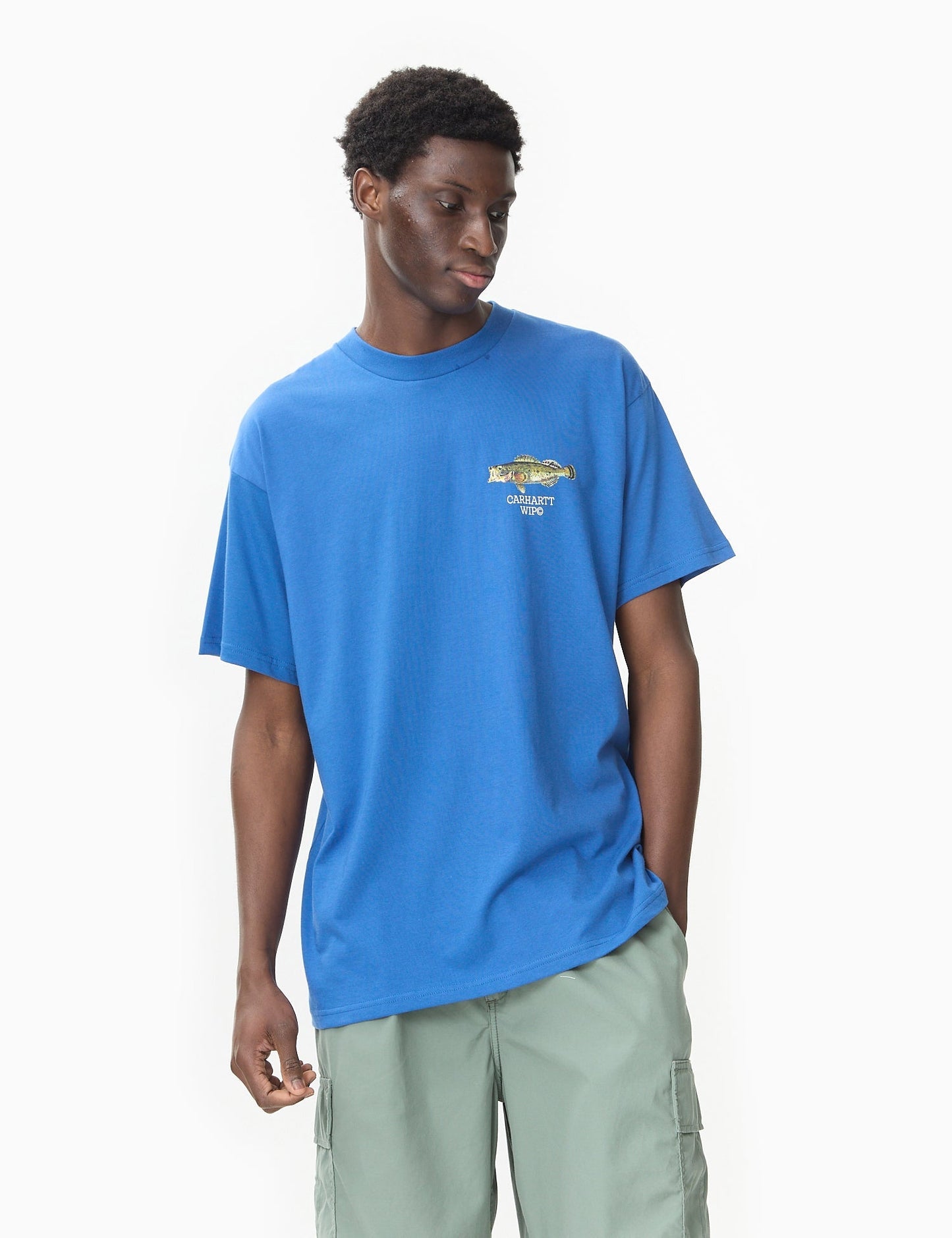 Fisch-T-Shirt (locker sitzend) – Acapulcoblau