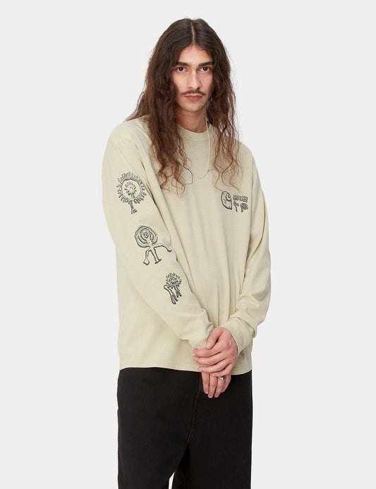 T-shirt Mimetolith L/S (ample) - Beryl Biege/Flint
