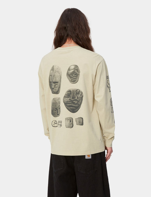 T-shirt Mimetolith L/S (ample) - Beryl Biege/Flint