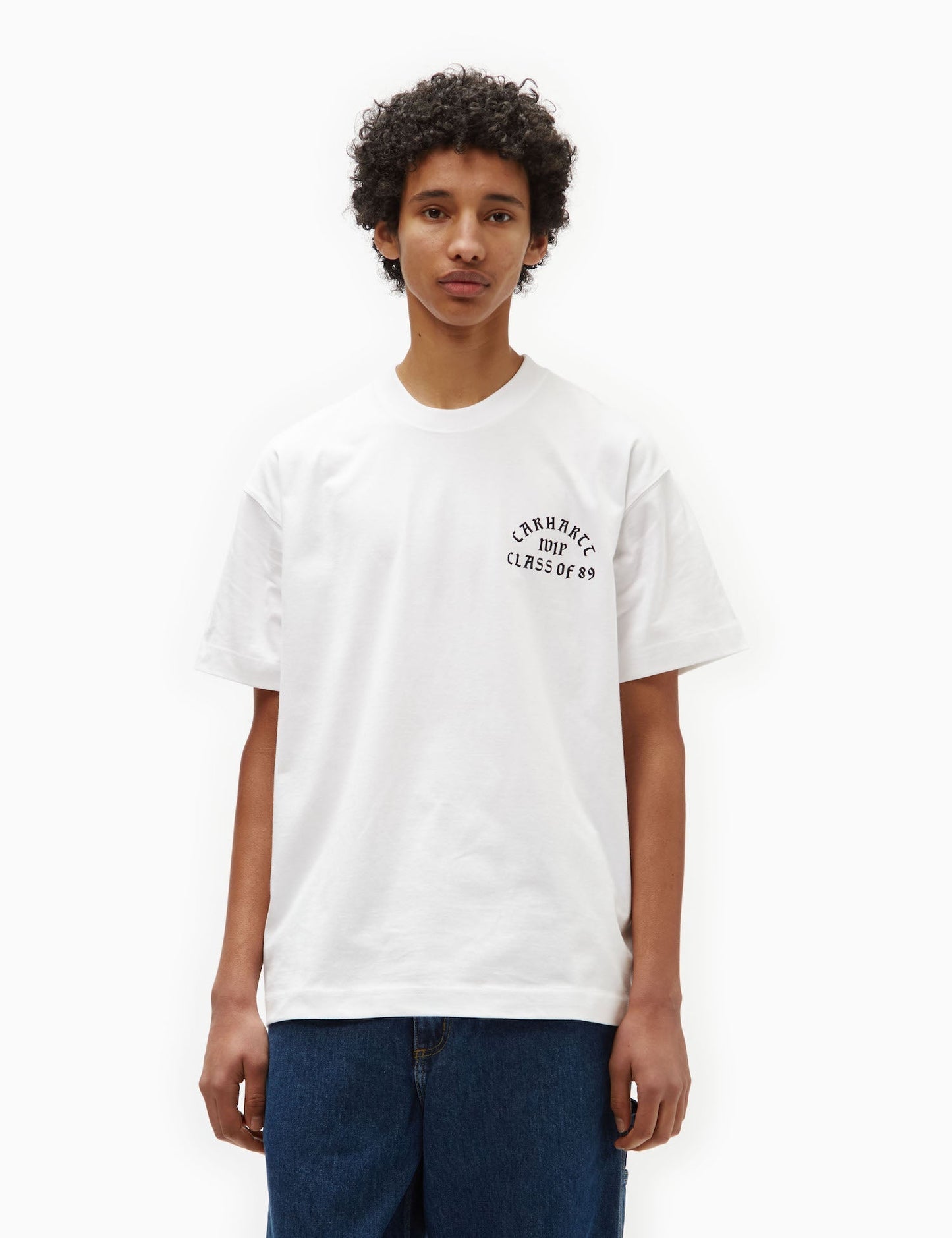 T-Shirt „Klasse von 89“ (locker geschnitten) – Weiß/Schwarz