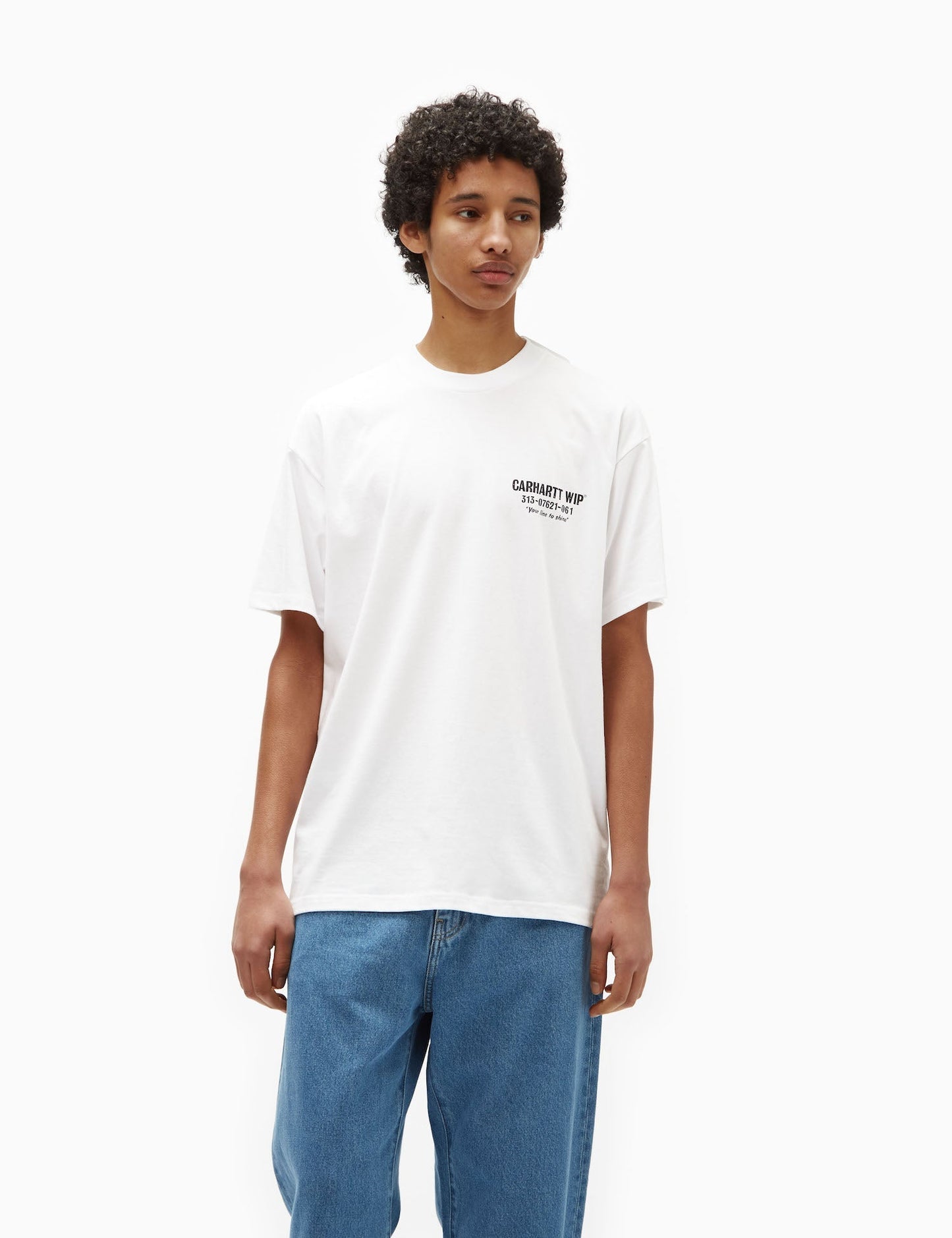 T-shirt Less Troubles (ample) - Blanc/Noir