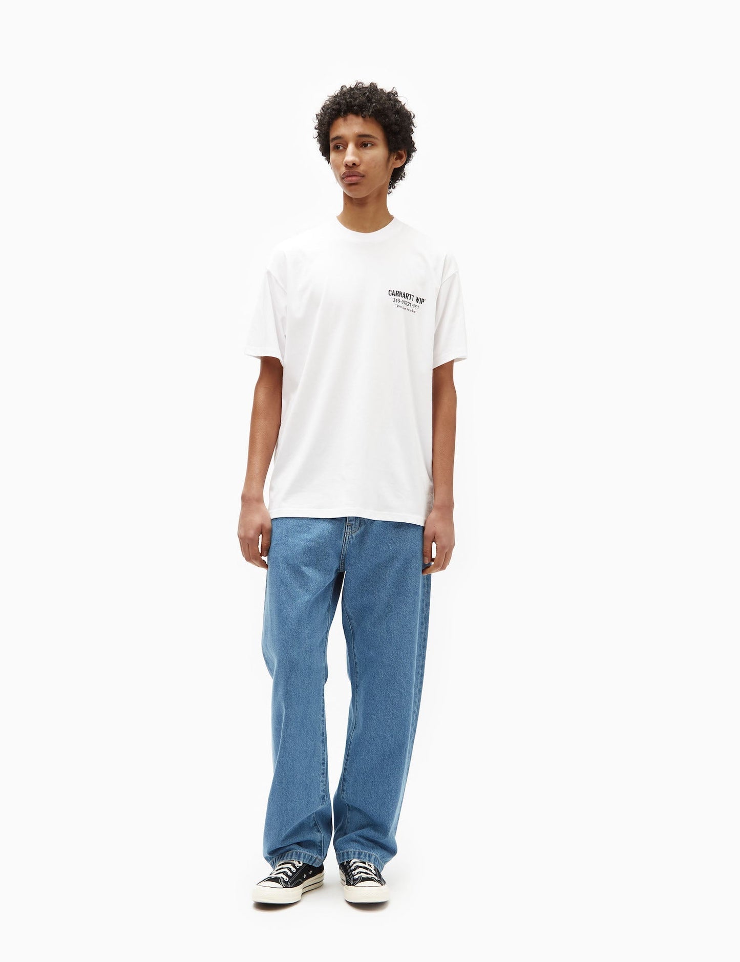 T-shirt Less Troubles (ample) - Blanc/Noir