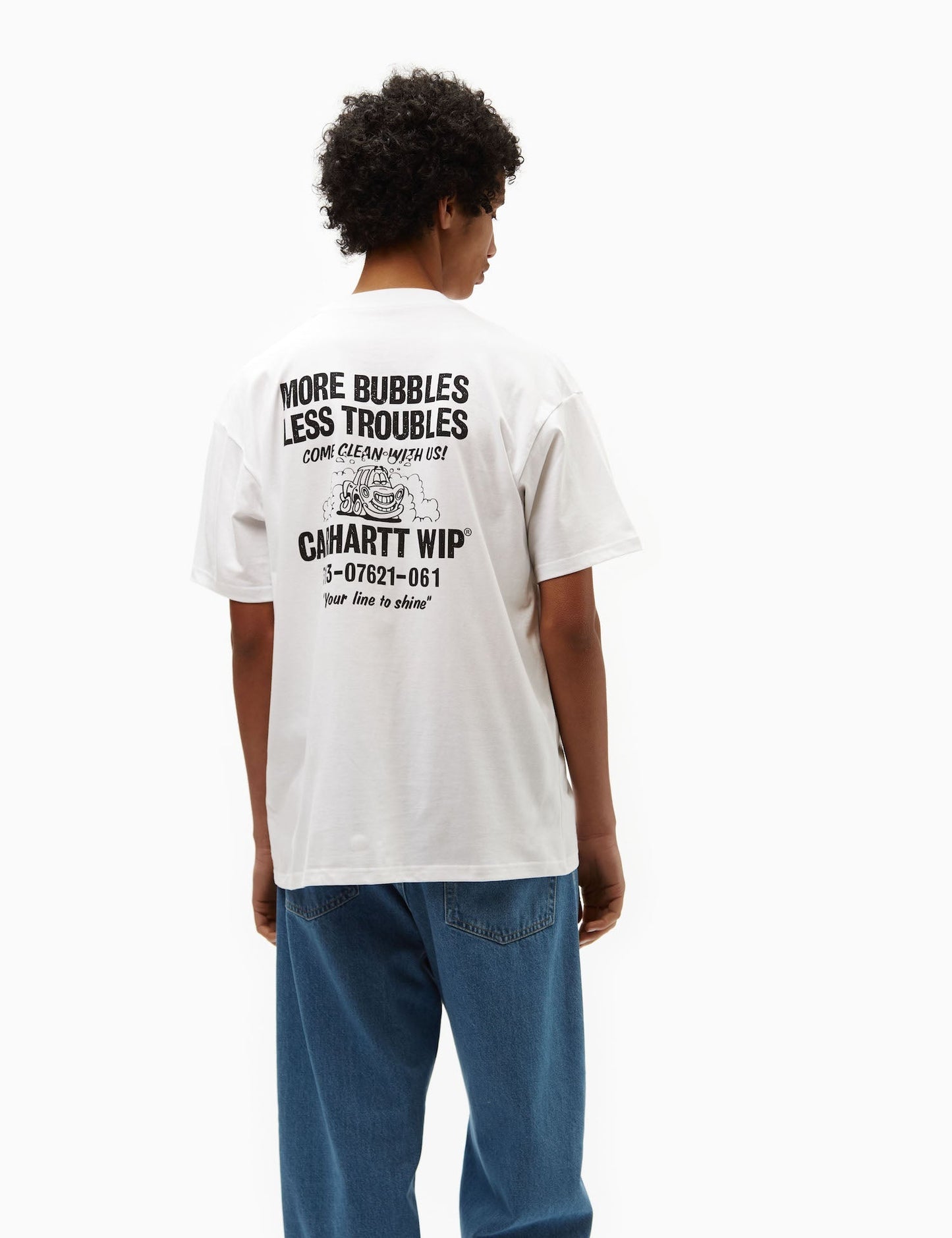 T-shirt Less Troubles (ample) - Bleu/Cire