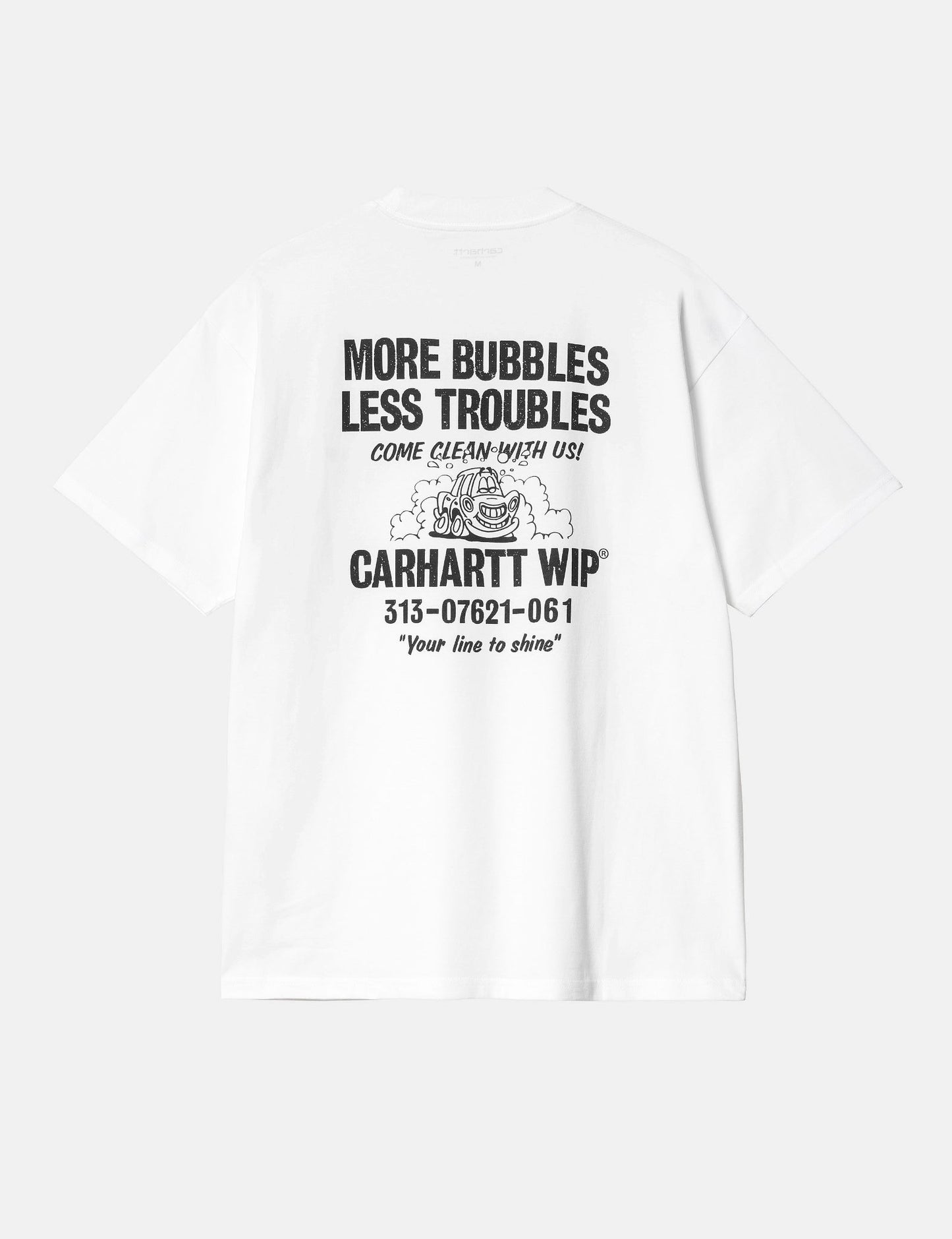 T-shirt Less Troubles (ample) - Blanc/Noir