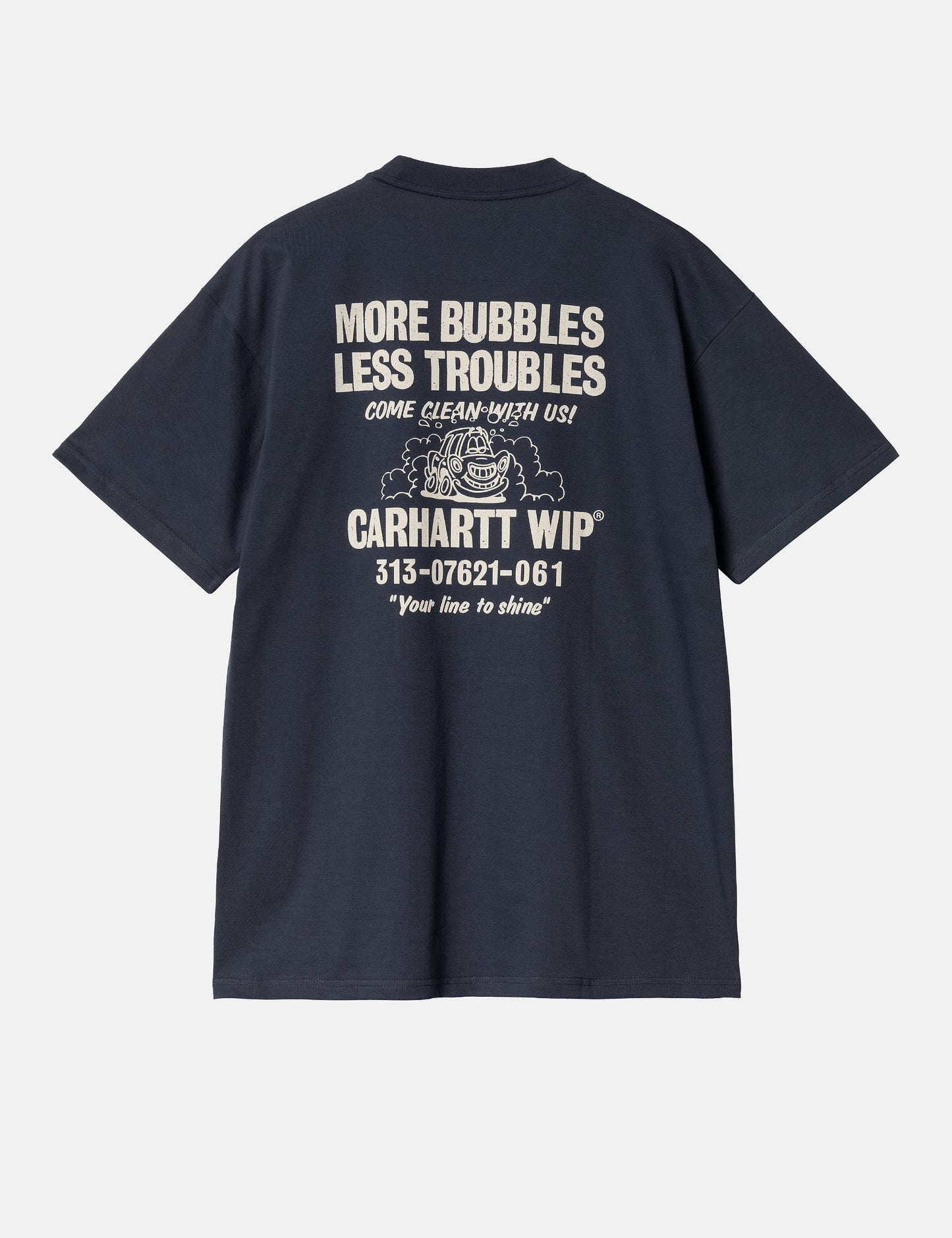 T-shirt Less Troubles (ample) - Bleu/Cire