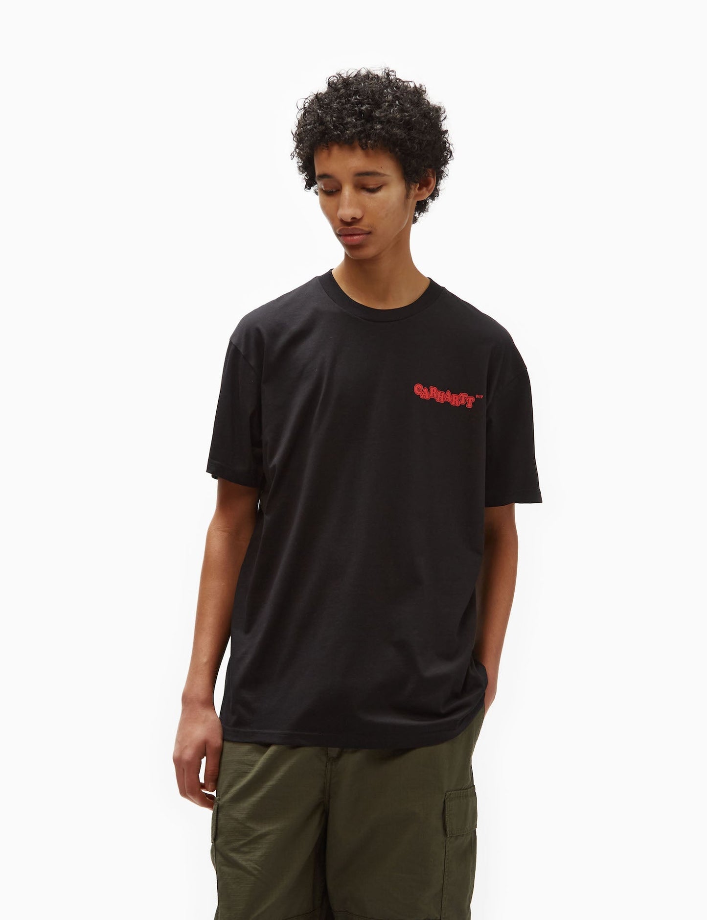 T-Shirt Fast Food (locker geschnitten) – Schwarz/Rot