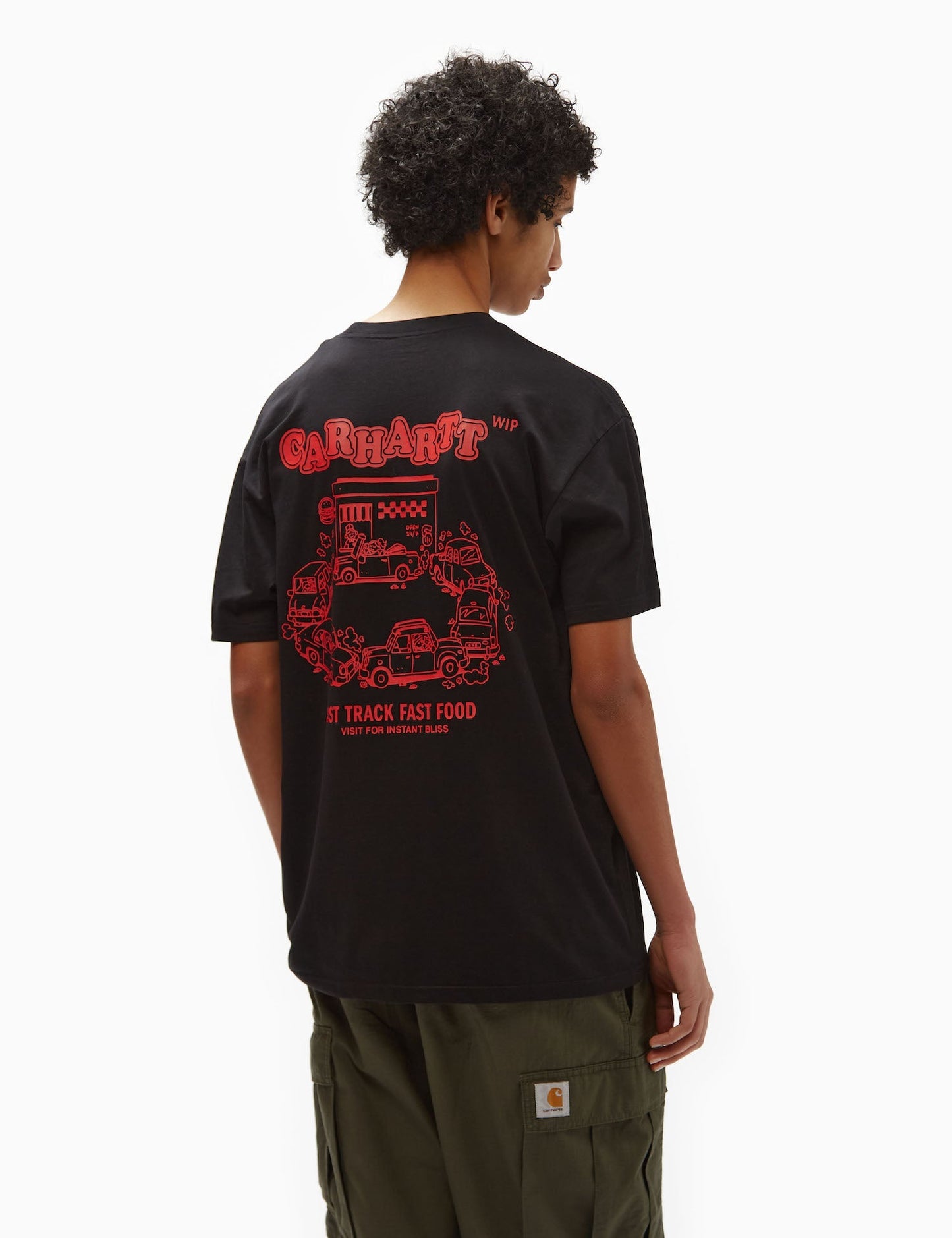 T-Shirt Fast Food (locker geschnitten) – Schwarz/Rot