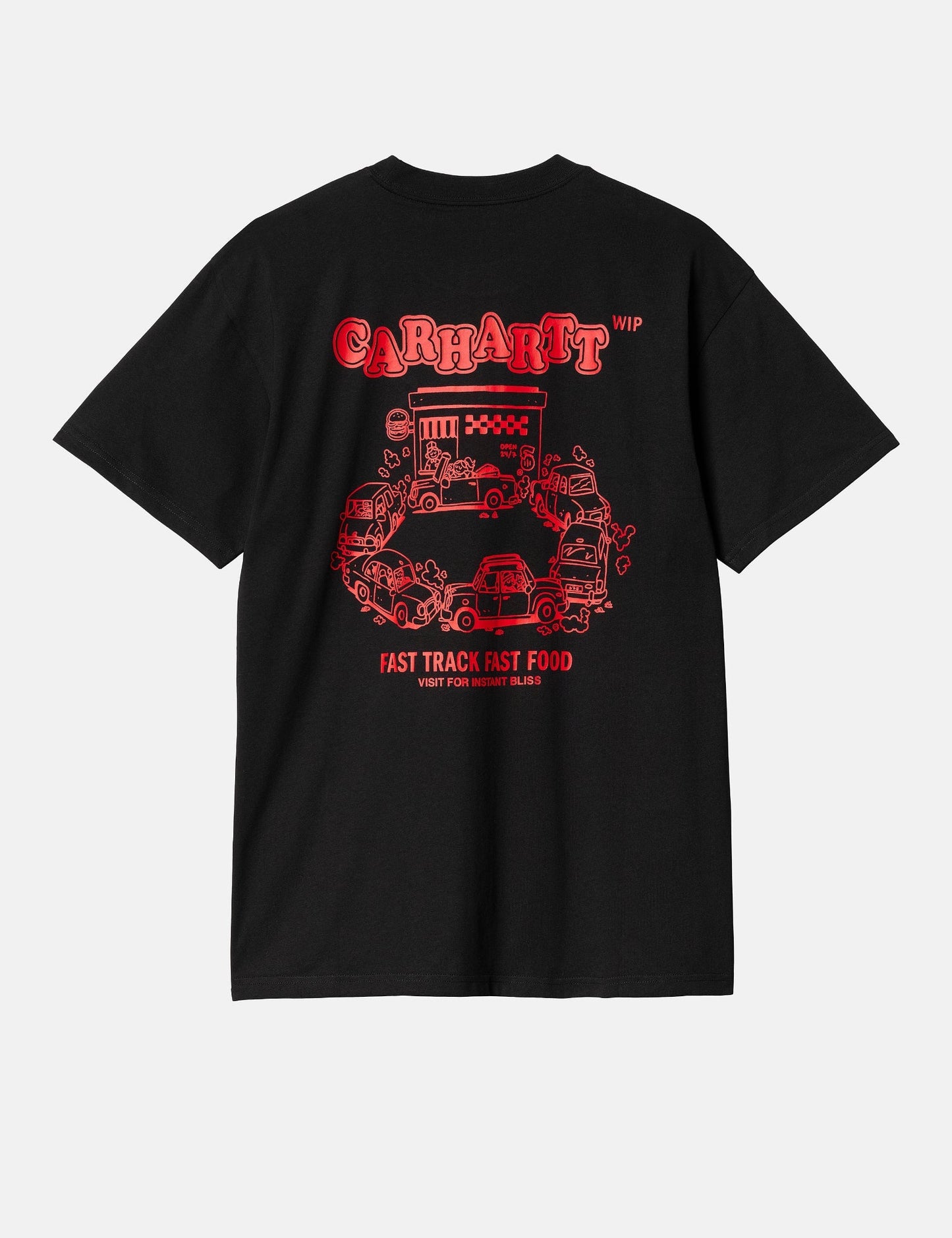 T-Shirt Fast Food (locker geschnitten) – Schwarz/Rot