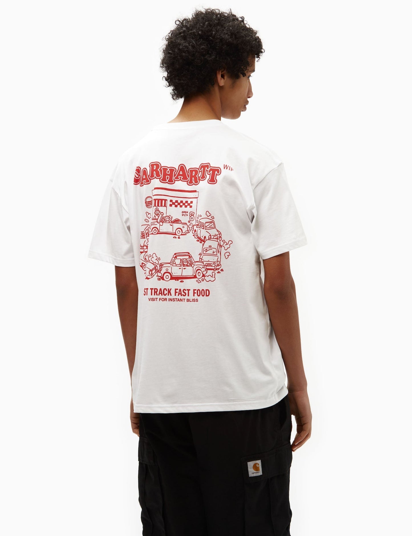 T-Shirt Fast Food (locker geschnitten) – Schwarz/Rot