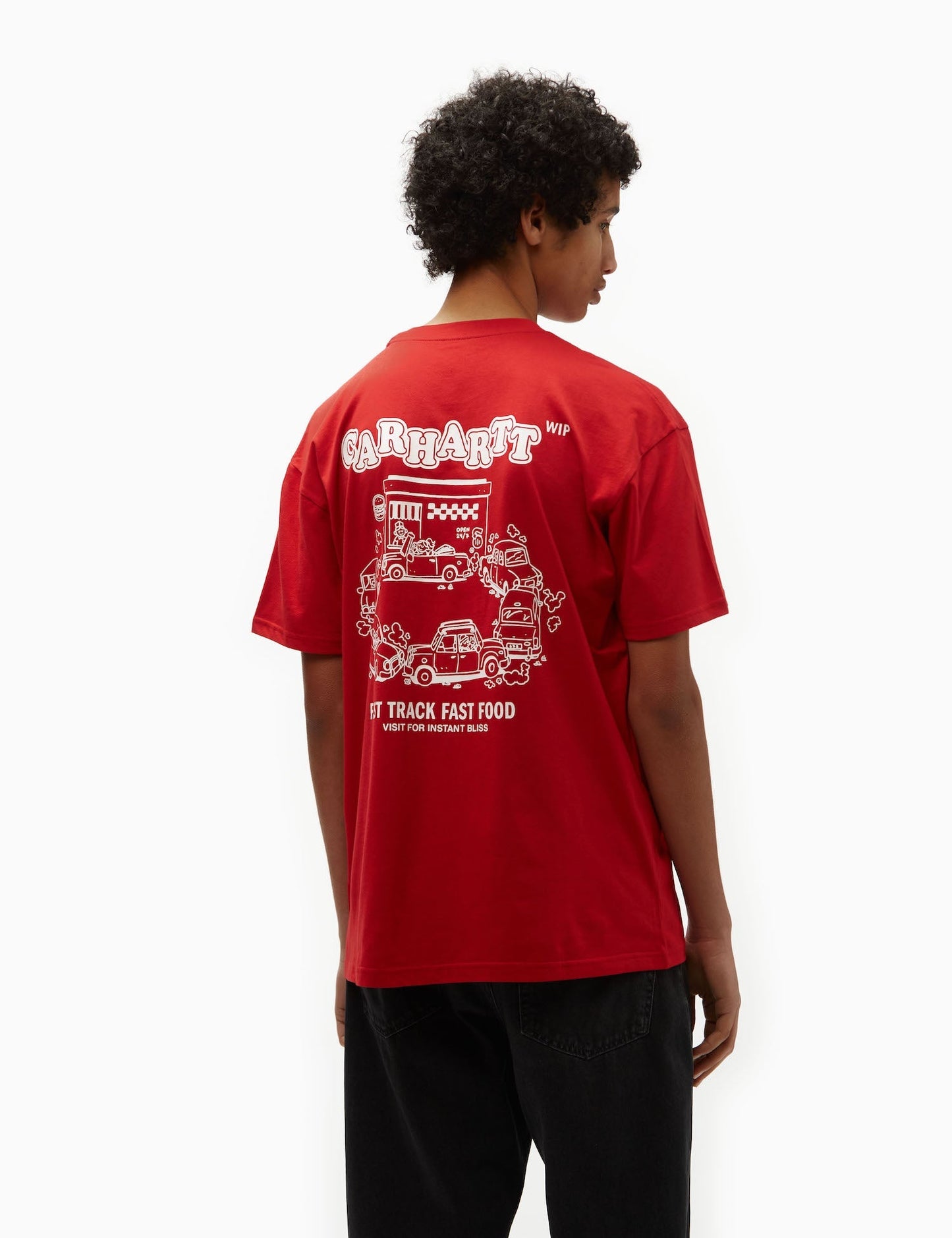 T-Shirt Fast Food (locker geschnitten) – Schwarz/Rot