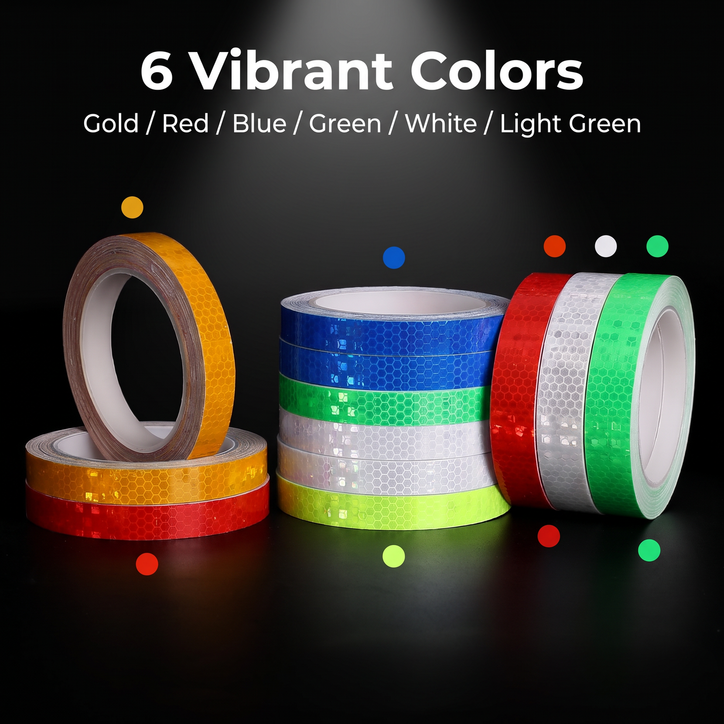 Premium Reflective Car Styling Strip - 6 Vibrant Colors Universal Auto Decal for Grille, Mirror, Wheel & Door