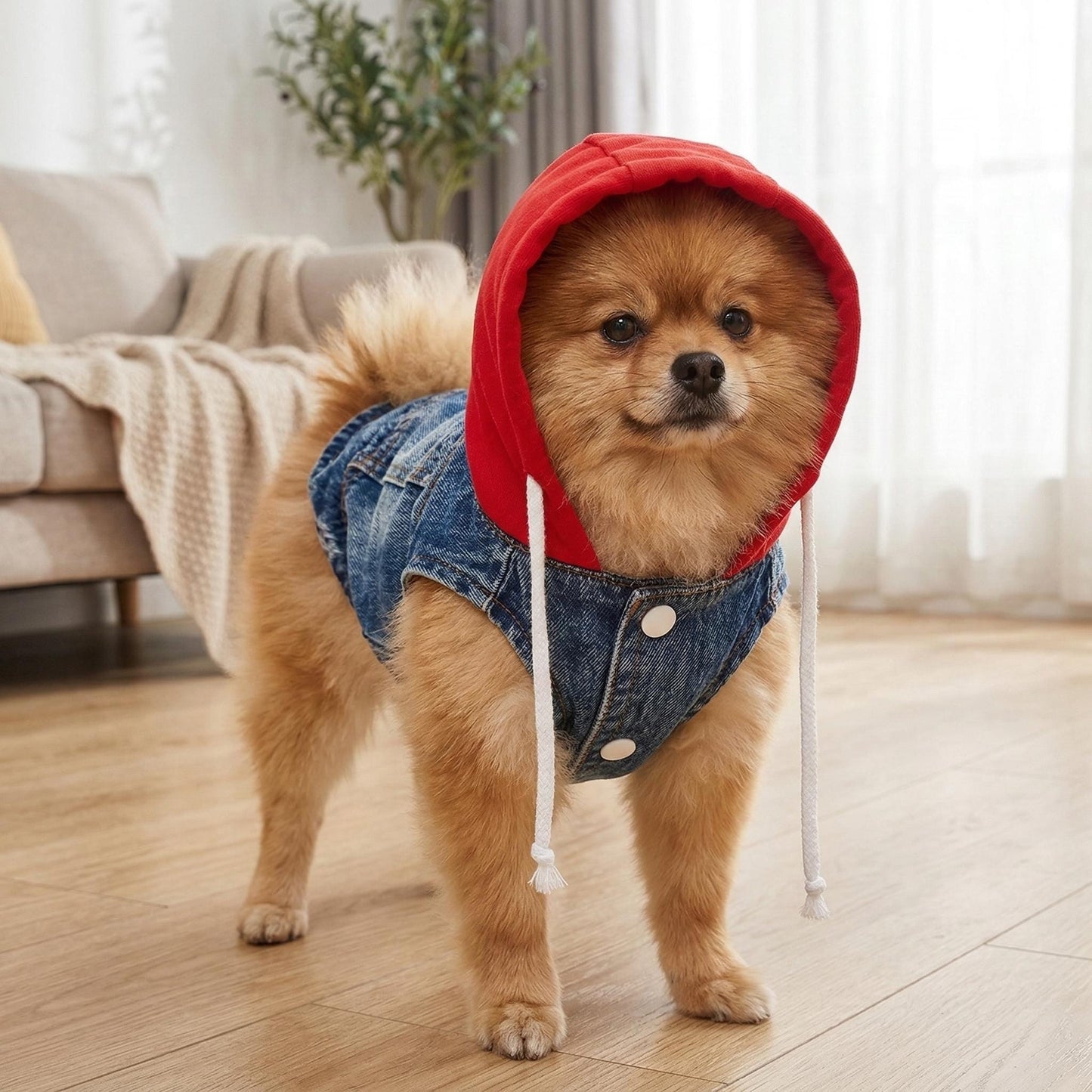 Veste à capuche en jean personnalisée pour animaux de compagnie | inCloth60