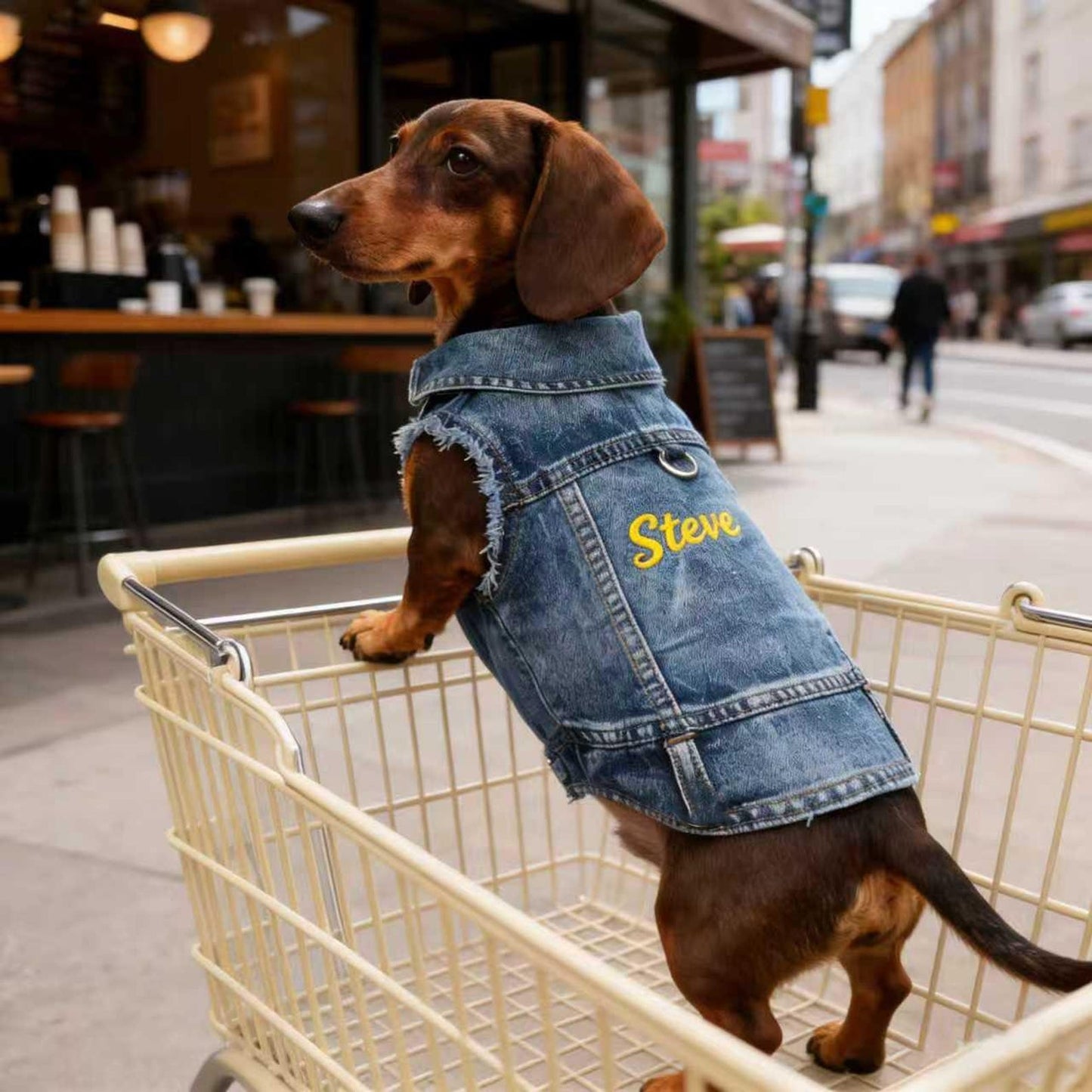 Gilet en jean personnalisé brodé avec nom pour animaux de compagnie | inCloth63