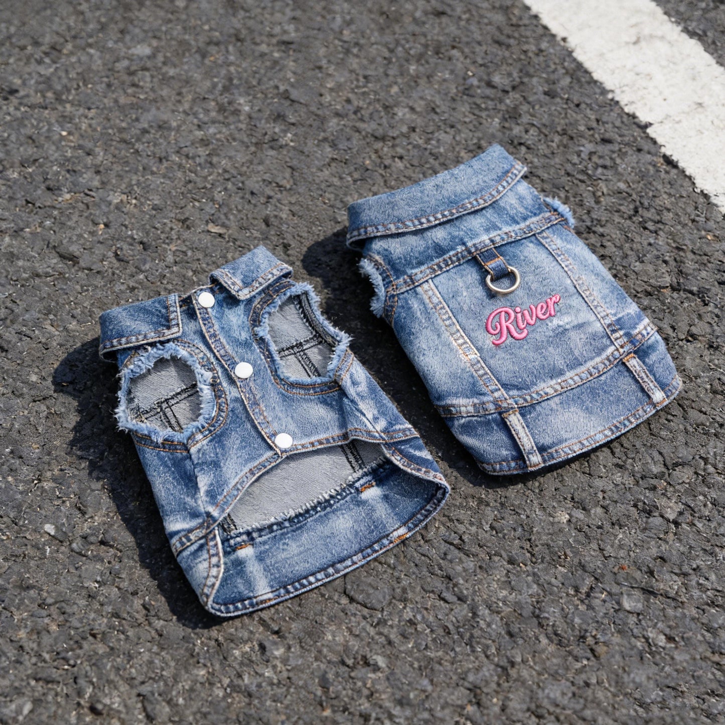 Gilet en jean personnalisé brodé avec nom pour animaux de compagnie | inCloth63