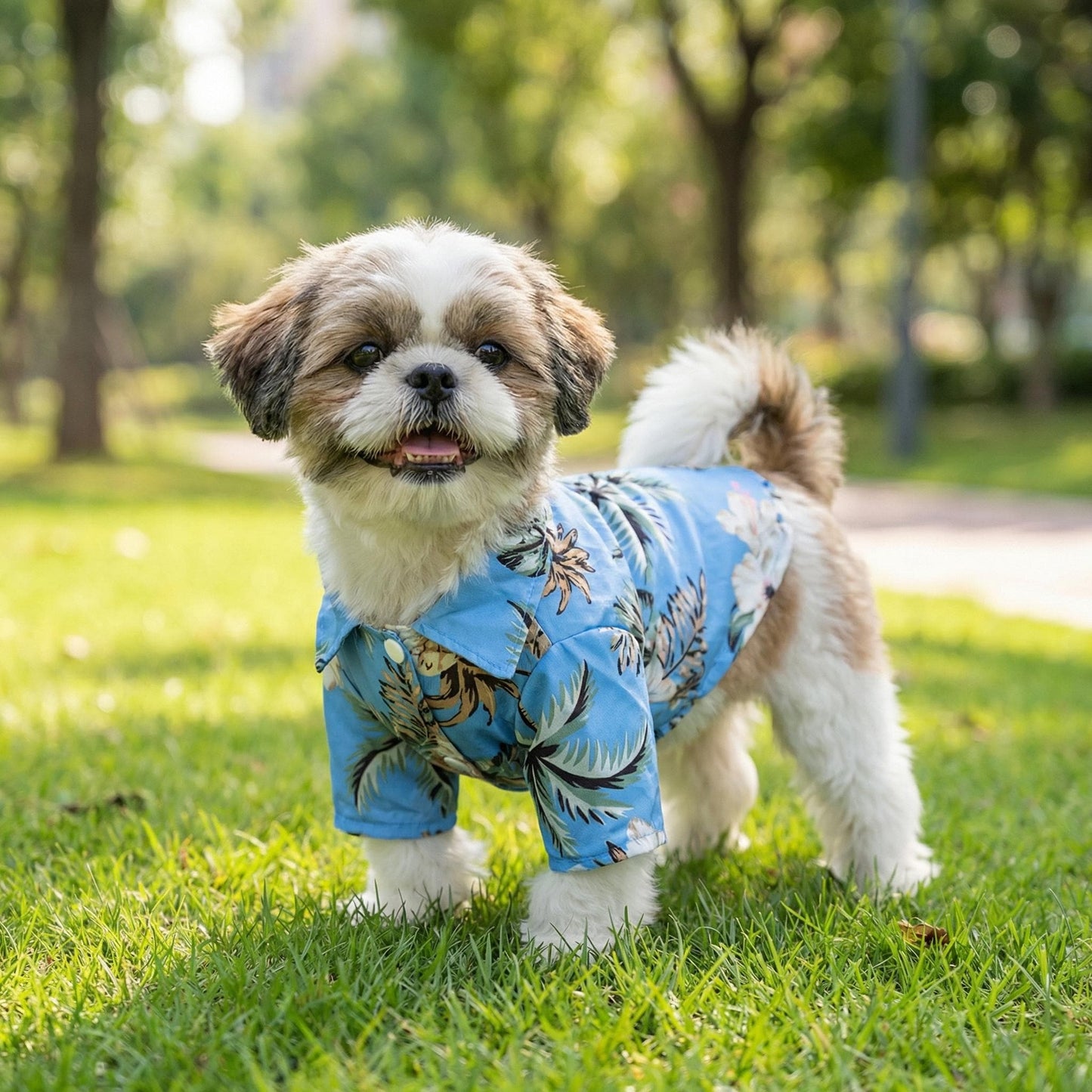 T-shirt Hawaïen Personnalisé pour Animaux avec Patch en Cuir et Nom | inCloth57