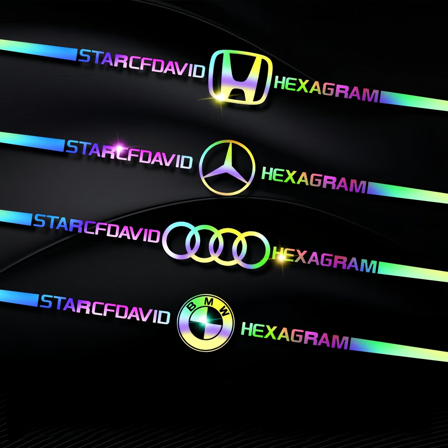 Bunte Auto-Logo-Aufkleber, farbwechselnde Laser-Reflex-Autoaufkleber, personalisierte A-Säulen-, Autotür- und Motorhaubenaufkleber.