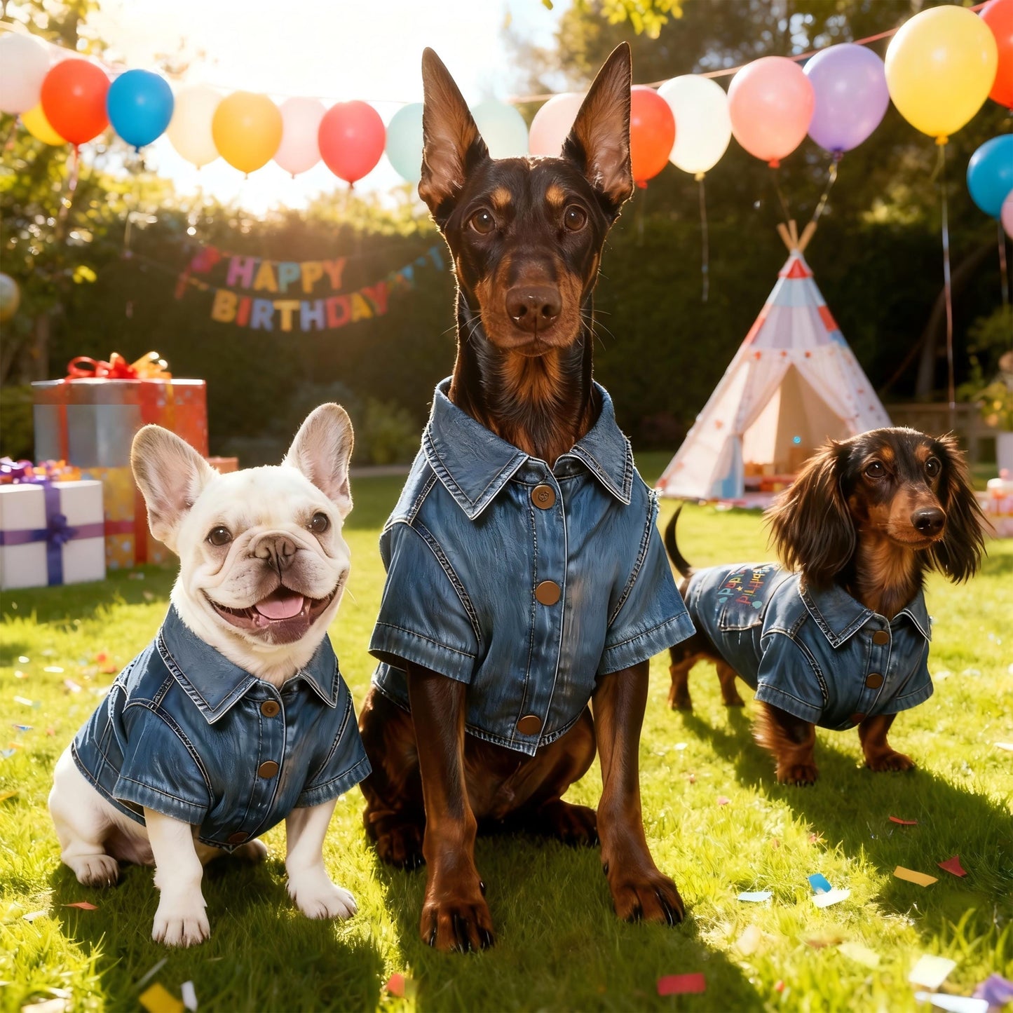Veste en jean personnalisée brodée avec nom pour l'anniversaire de votre animal | inCloth68
