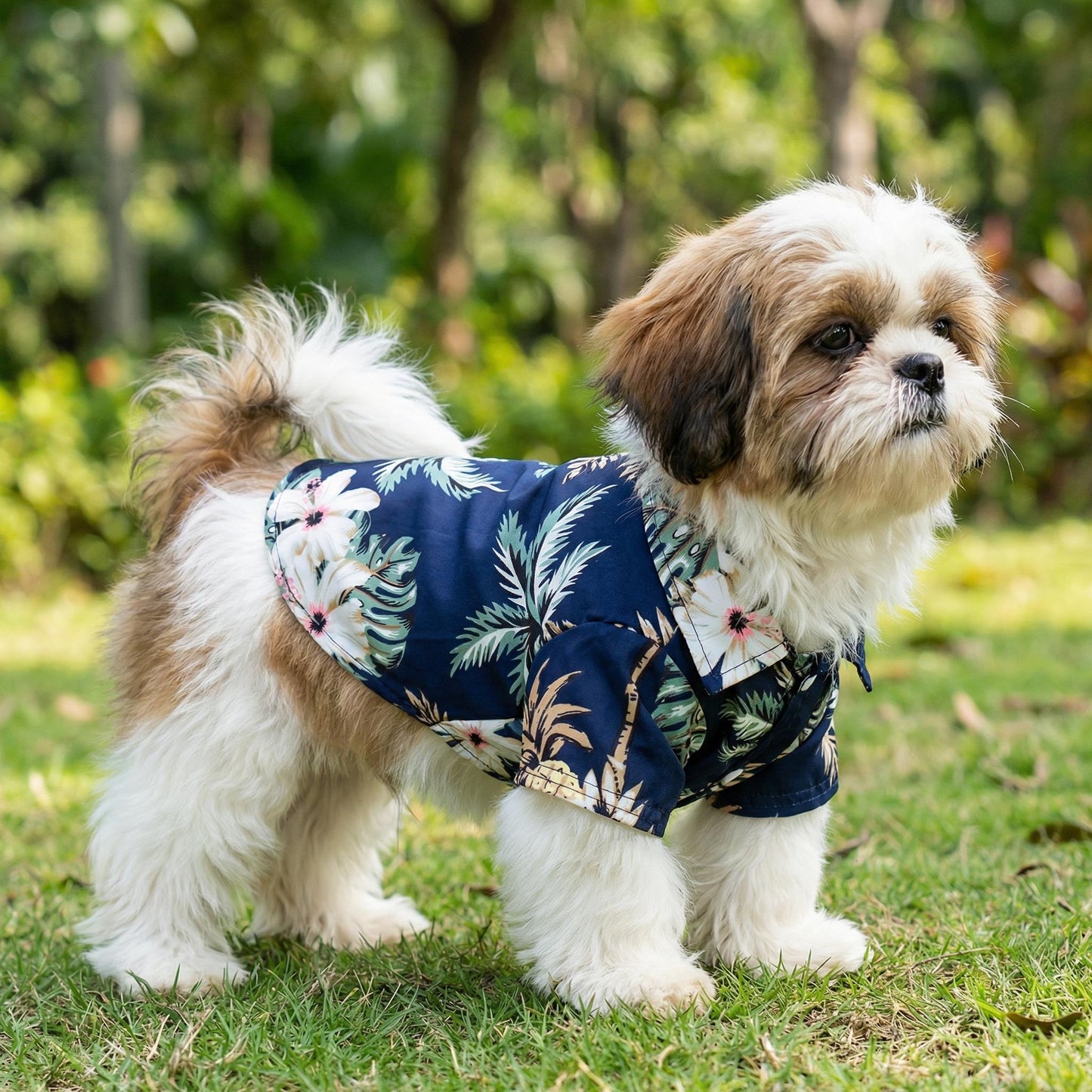 T-shirt Hawaïen Personnalisé pour Animaux avec Patch en Cuir et Nom | inCloth57