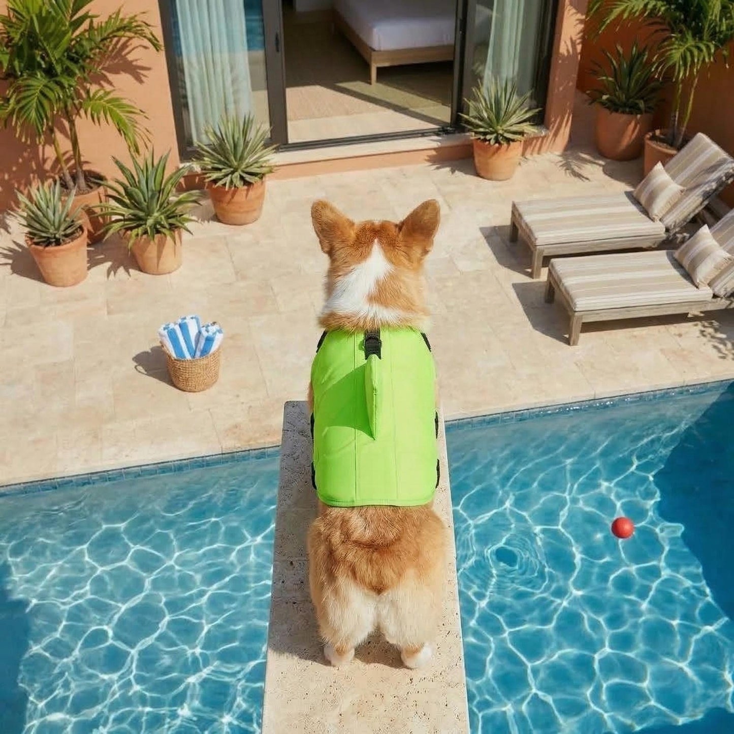 Personalisierte Haustier-Schwimmweste mit Namen in Hai-Optik | inCloth56