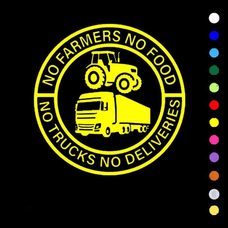 Auto-Vinyl-Aufkleber: Keine Bauern, kein Essen – keine LKW, keine Lieferungen